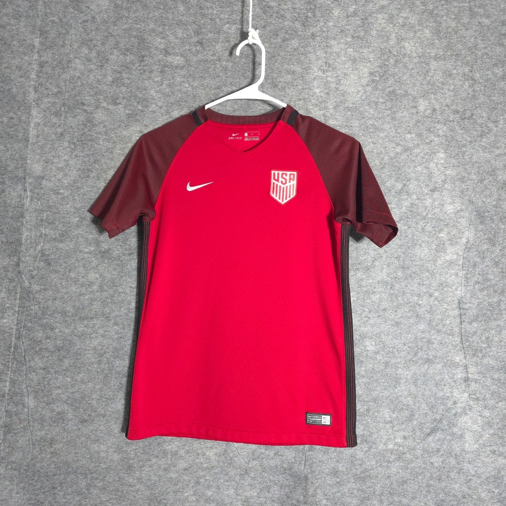 Nike USWNT Soccer‎ Jersey Women L Red 2017 Away Kit Dri-Fit 832498-687 Authentic